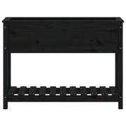 Jardinera con estante madera maciza pino negro 111,5x34,5x81 cm v7480 - Vetonek