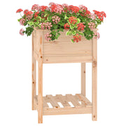 Jardinera con estante de madera maciza de pino 54x54x81 cm v7497 - Vetonek
