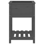 Jardinera con estante madera maciza de pino gris 54x34,5x81 cm v7510 - Vetonek