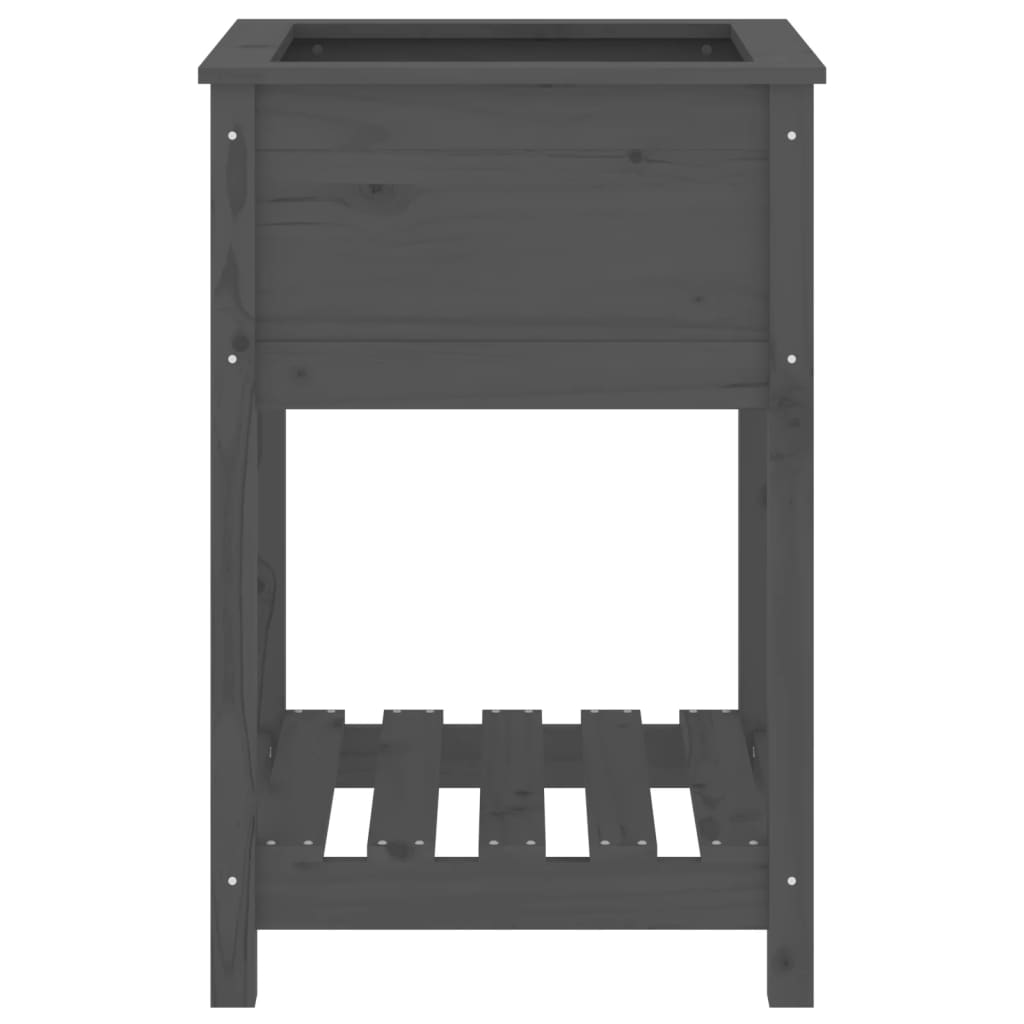Jardinera con estante madera maciza de pino gris 54x34,5x81 cm v7510 - Vetonek