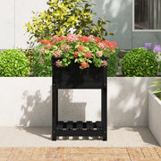 Jardinera con estante madera maciza de pino negro 54x54x81 cm v7534 - Vetonek