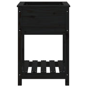 Jardinera con estante madera maciza de pino negro 54x54x81 cm v7534 - Vetonek