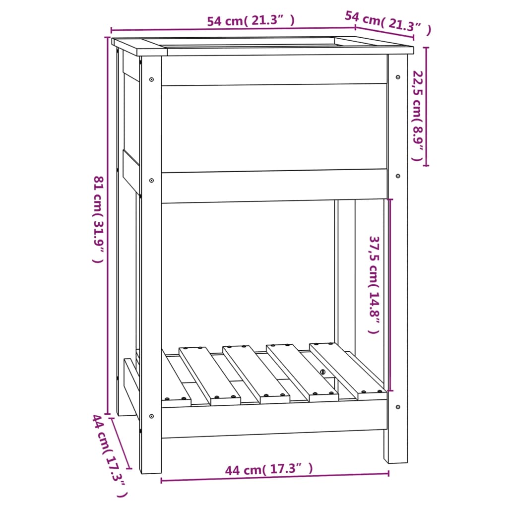 Lorezaina pinu beltz pinua egurrarekin 54x54x81 cm