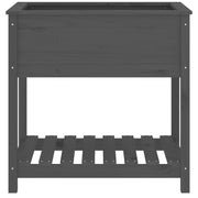 Jardinera con estante madera maciza de pino gris 82,5x54x81 cm v7565 - Vetonek