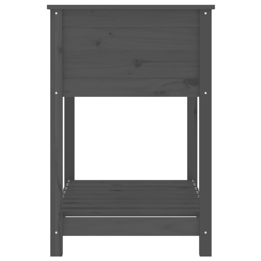 Jardinera con estante madera maciza de pino gris 82,5x54x81 cm v7565 - Vetonek