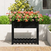 Jardinera con estante madera maciza de pino negro 82,5x54x81 cm v7589 - Vetonek