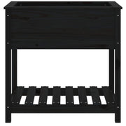 Jardinera con estante madera maciza de pino negro 82,5x54x81 cm v7589 - Vetonek