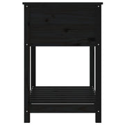 Jardinera con estante madera maciza de pino negro 82,5x54x81 cm v7589 - Vetonek