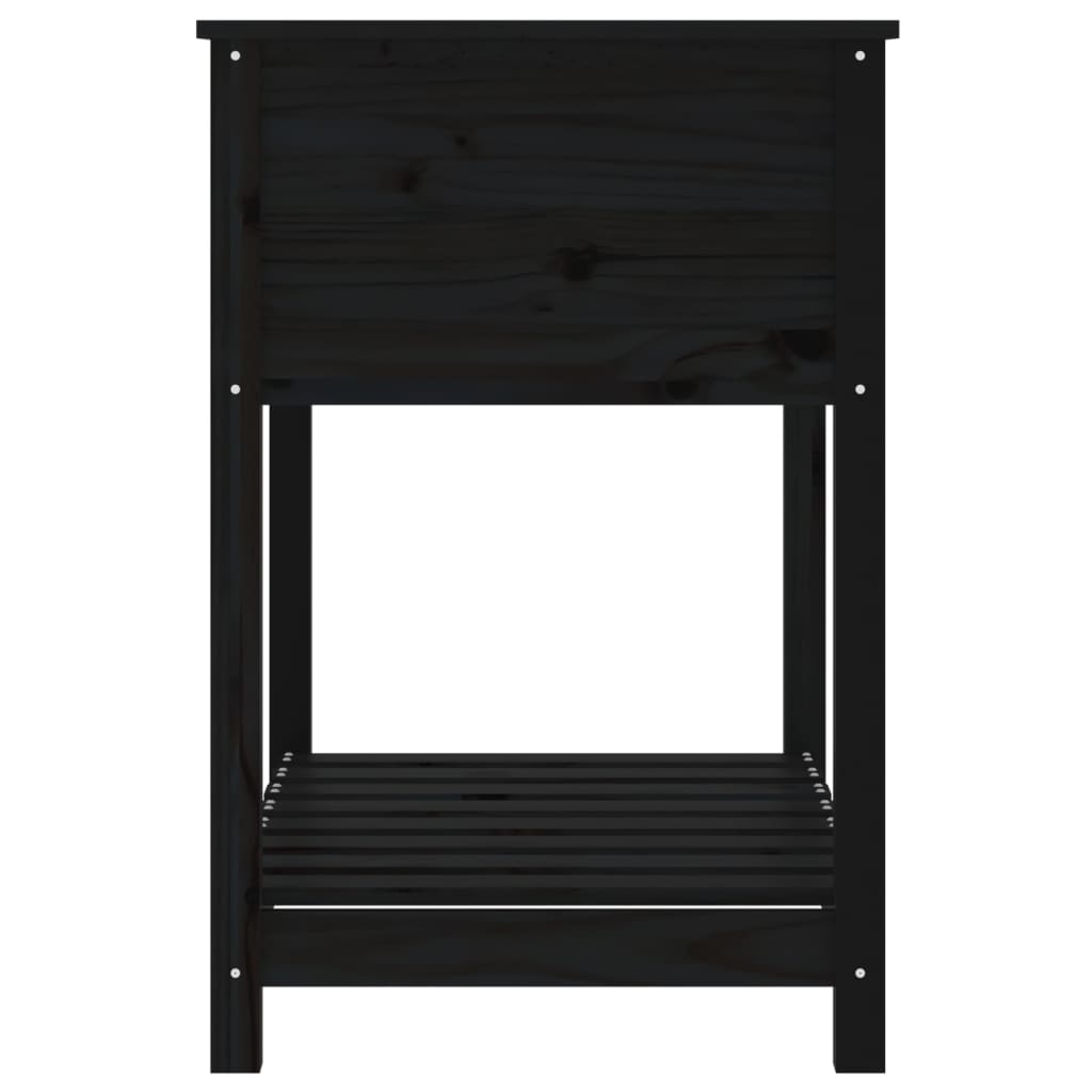 Jardinera con estante madera maciza de pino negro 82,5x54x81 cm v7589 - Vetonek
