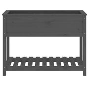 Jardinera con estante madera maciza de pino gris 111,5x54x81 cm v7619 - Vetonek