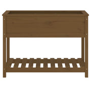 Jardinera con estante madera maciza pino marrón 111,5x54x81 cm v7626 - Vetonek