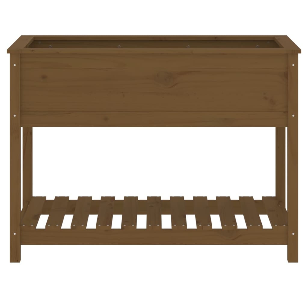 Jardinera con estante madera maciza pino marrón 111,5x54x81 cm v7626 - Vetonek