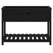 Jardinera con estante madera maciza pino negra 111,5x54x81 cm v7633 - Vetonek
