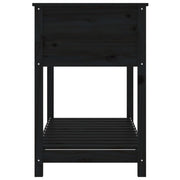 Jardinera con estante madera maciza pino negra 111,5x54x81 cm v7633 - Vetonek