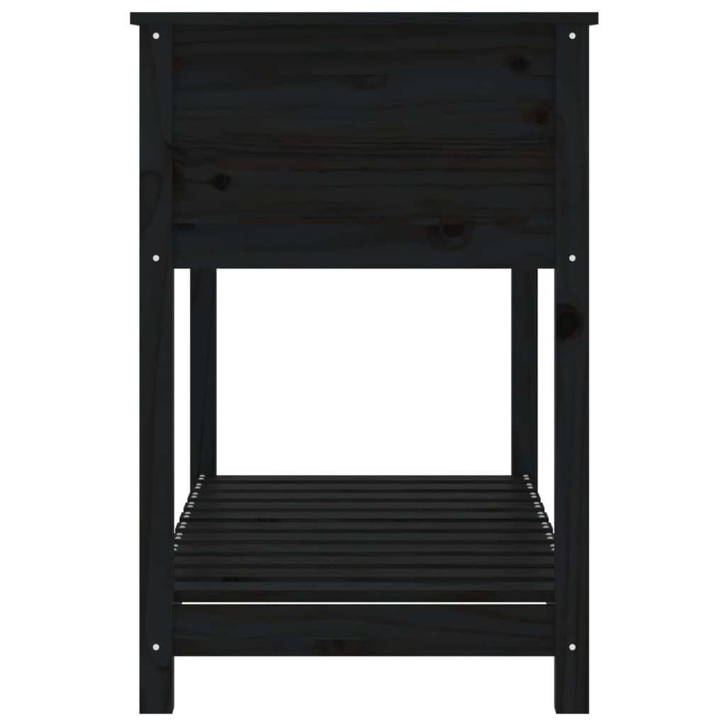 Jardinera con estante madera maciza pino negra 111,5x54x81 cm v7633 - Vetonek