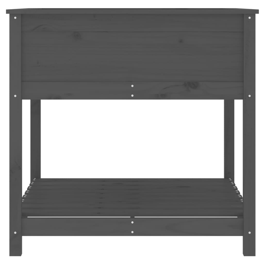 Jardinera con estante madera maciza pino gris 82,5x82,5x81 cm v7664 - Vetonek