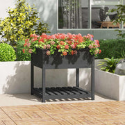 Jardinera con estante madera maciza pino gris 82,5x82,5x81 cm v7664 Vetonek