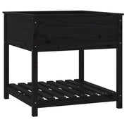 Vetonek Jardinera con estante madera maciza pino negro 82,5x82,5x81 cm