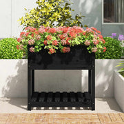 Jardinera con estante madera maciza pino negro 82,5x82,5x81 cm v7688 - Vetonek