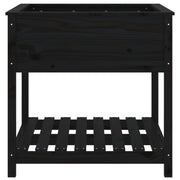 Jardinera con estante madera maciza pino negro 82,5x82,5x81 cm v7688 - Vetonek
