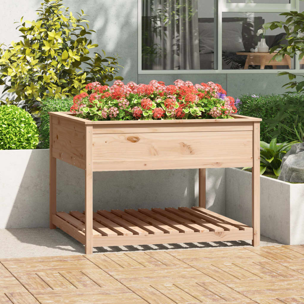 Vetonek Jardinera con estante madera maciza de pino 111,5x111,5x81 cm