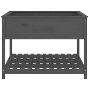 Jardinera con estante madera maciza pino gris 111,5x111,5x81 cm - Vetonek