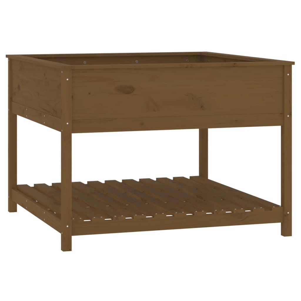 Vetonek Jardinera y estante madera maciza pino marrón 111,5x111,5x81 cm