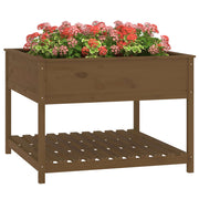 Jardinera y estante madera maciza pino marrón 111,5x111,5x81 cm v7725 - Vetonek