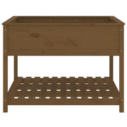 Jardinera y estante madera maciza pino marrón 111,5x111,5x81 cm v7725 - Vetonek