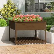 Jardinera y estante madera maciza pino marrón 111,5x111,5x81 cm v7725 Vetonek