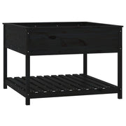 Vetonek Jardinera con estante madera maciza pino negro 111,5x111,5x81cm
