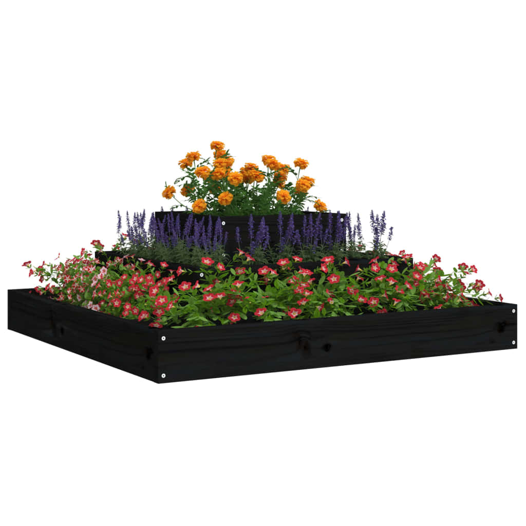 Jardinera de madera maciza de pino negro 80x80x27 cm v8210 - Vetonek