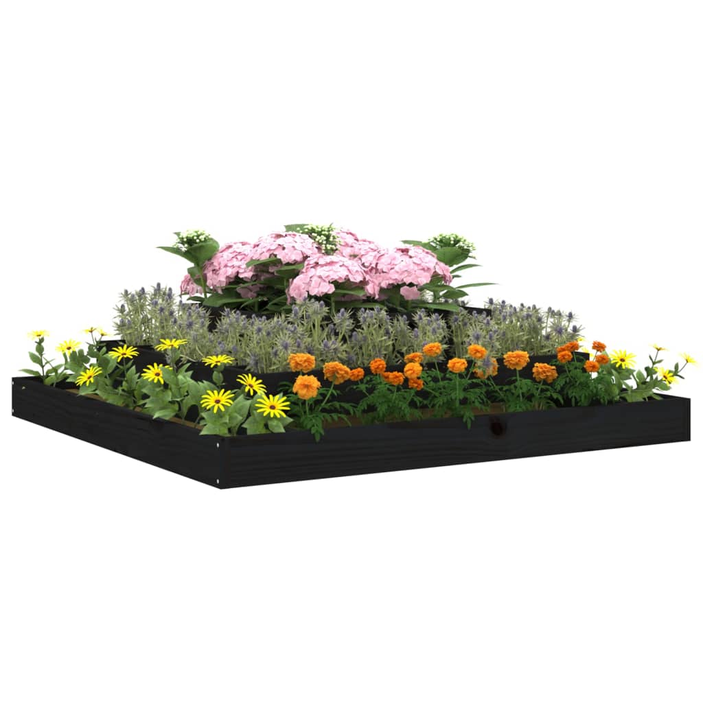 Jardinera madera maciza de pino negro 110x110x27 cm v8272 - Vetonek