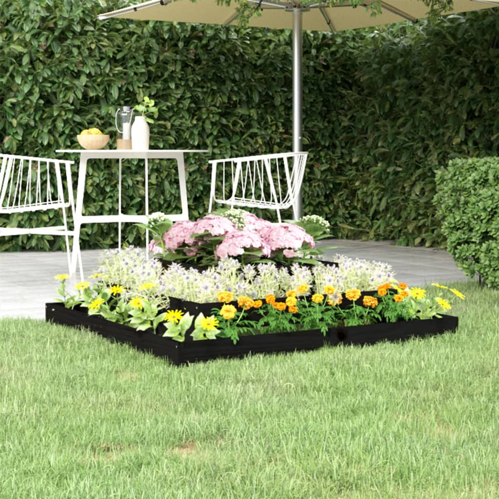 Jardinera madera maciza de pino negro 110x110x27 cm v8272 Vetonek