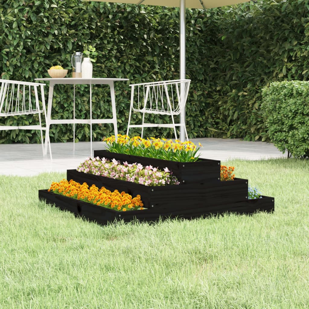 Jardinera de madera maciza de pino negro 80x80x27 cm v8456 Vetonek