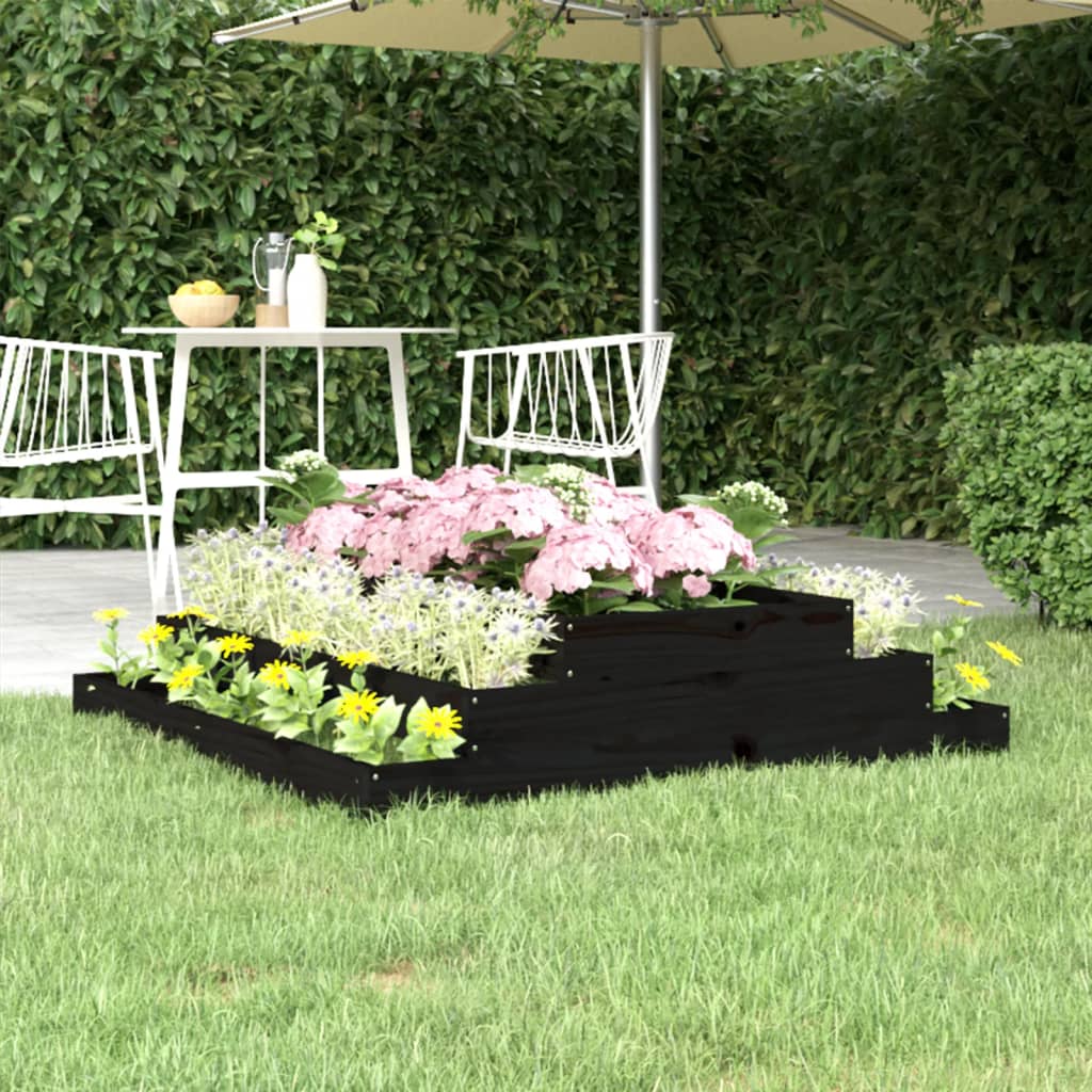 Vetonek Jardinera madera maciza de pino negro 110x110x27 cm