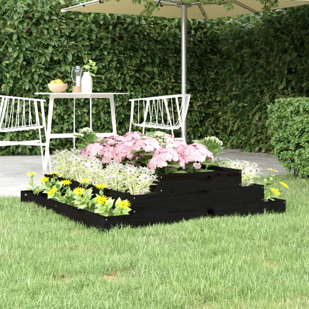 Jardinera madera maciza de pino negro 110x110x27 cm v8517 Vetonek