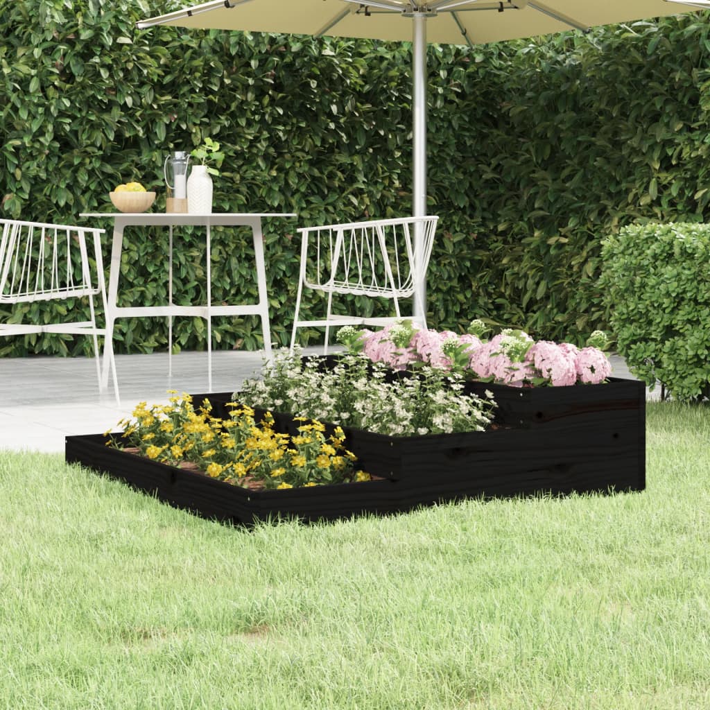 Jardinera madera maciza de pino negro 107x107x27 cm v8630 Vetonek