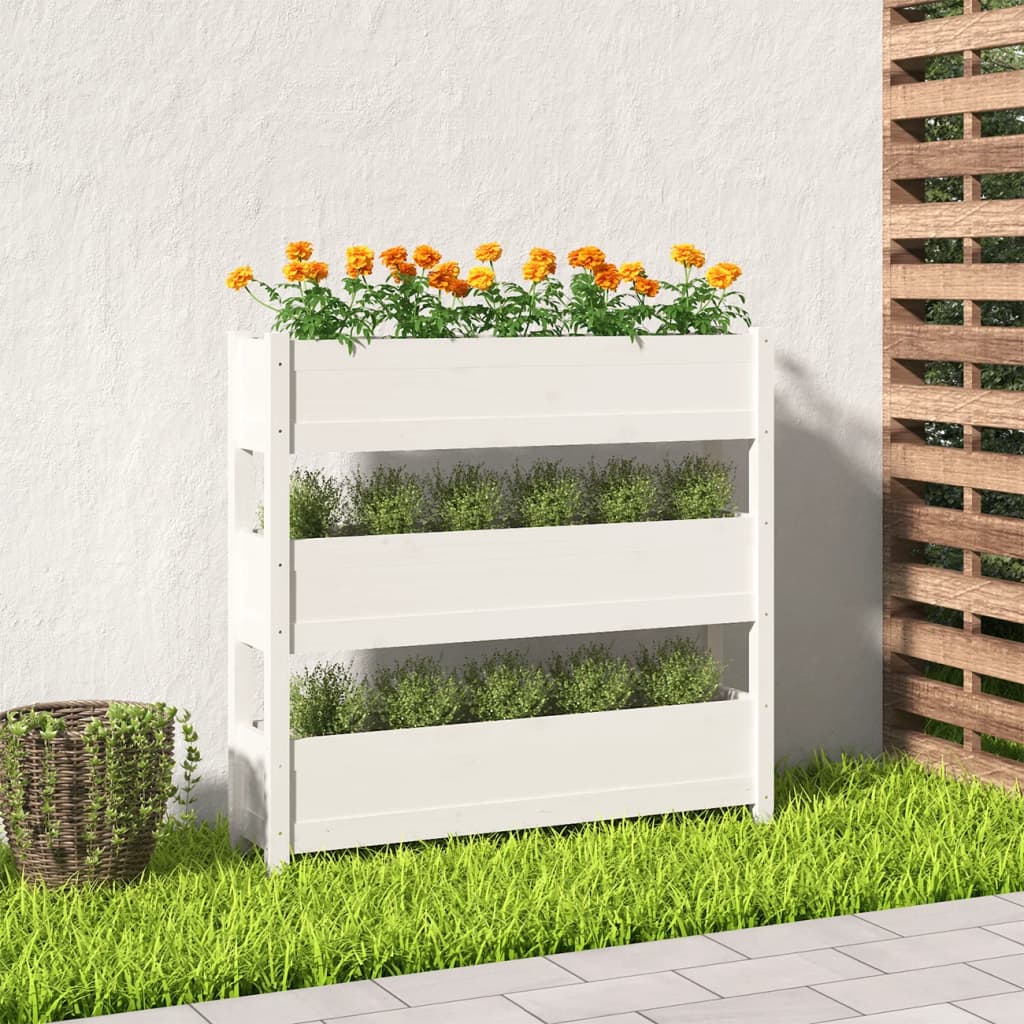Jardinière en bois de pin blanc massif 112x25x104,5 cm v8661 Vetonek