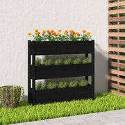 Jardinière en pin massif noir 112x25x104,5 cm v8692 Vetonek