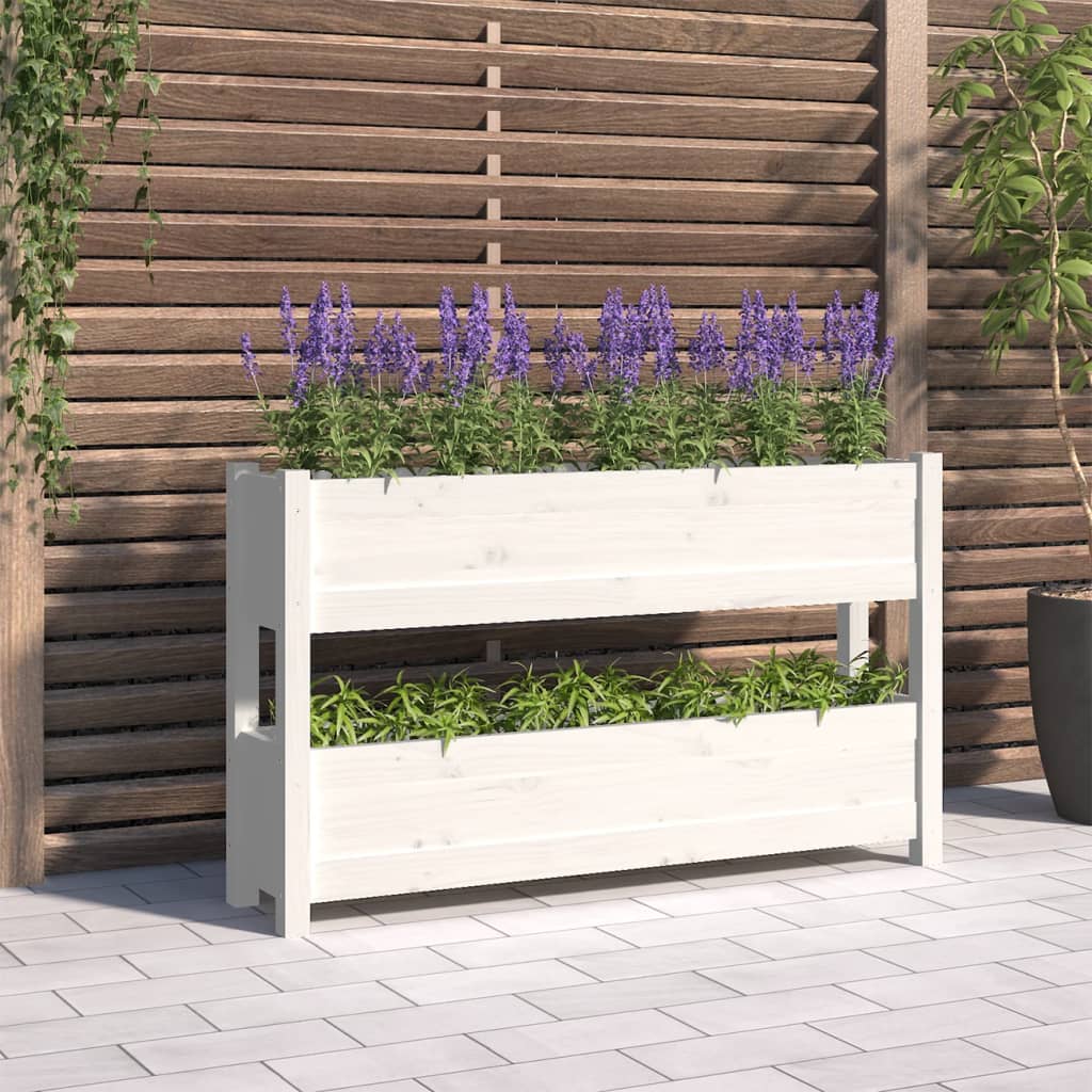 Jardinière en bois de pin blanc massif 112x25x66 cm v8715 Vetonek