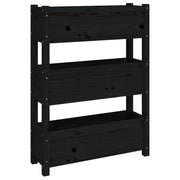 Vetonek Jardinera de madera maciza de pino negro 77x25x104,5 cm