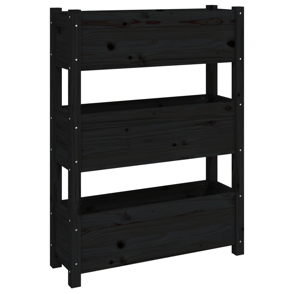 Vetonek Jardinera de madera maciza de pino negro 77x25x104,5 cm