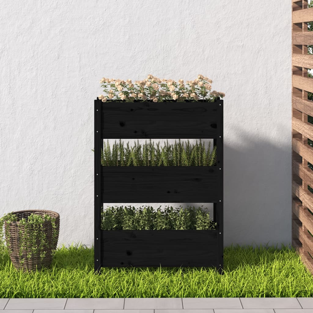 Jardinera de madera maciza de pino negro 77x25x104,5 cm v8791 - Vetonek