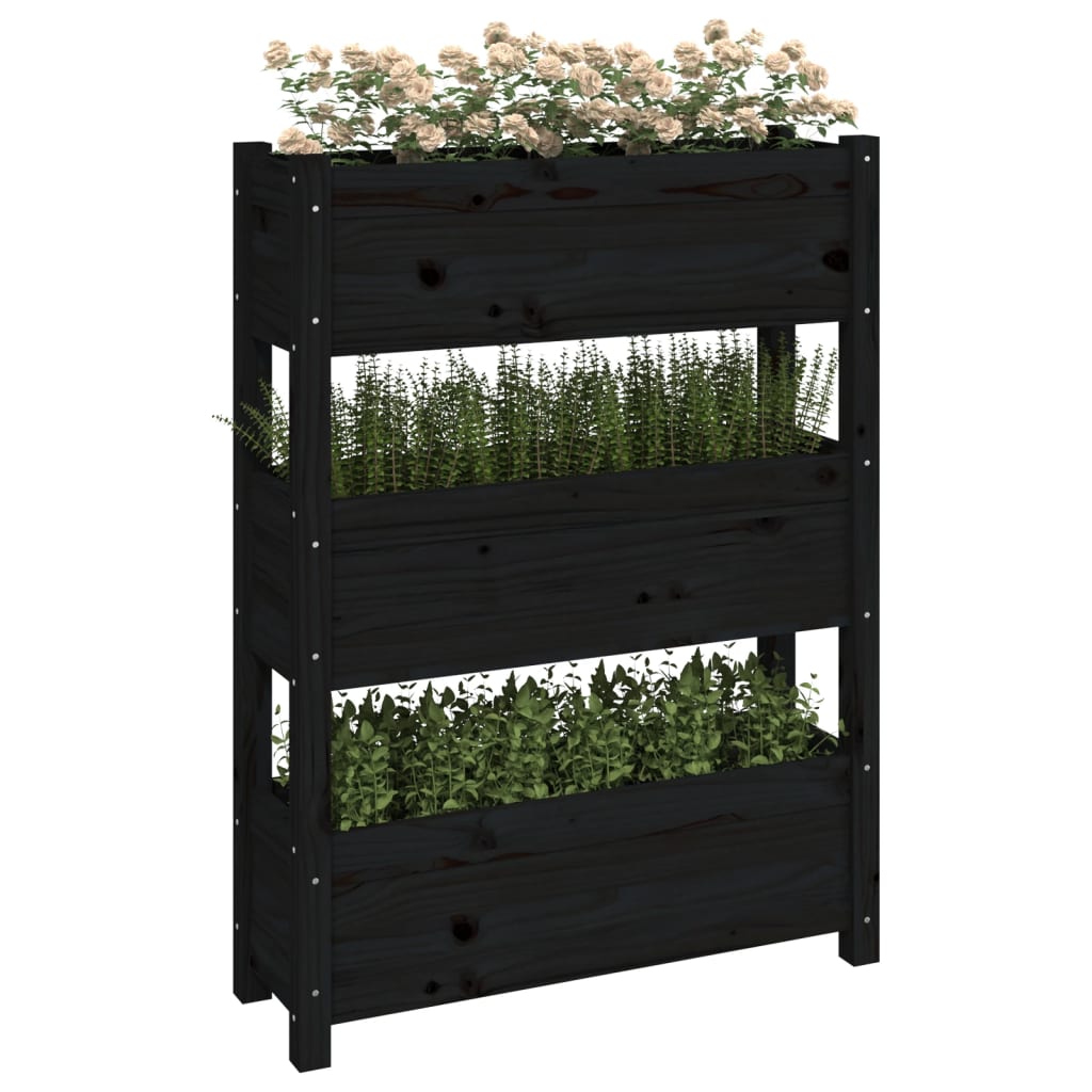 Jardinera de madera maciza de pino negro 77x25x104,5 cm v8791 - Vetonek