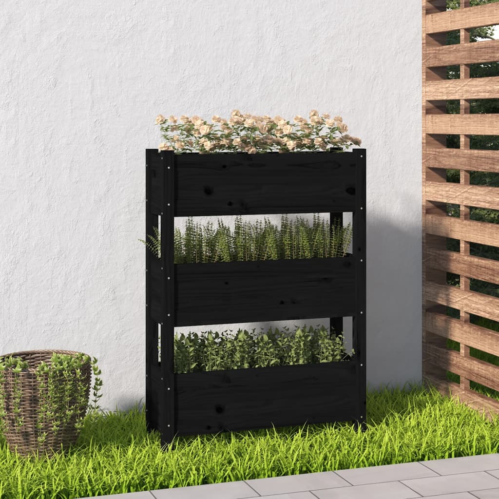 Jardinera de madera maciza de pino negro 77x25x104,5 cm v8791 Vetonek