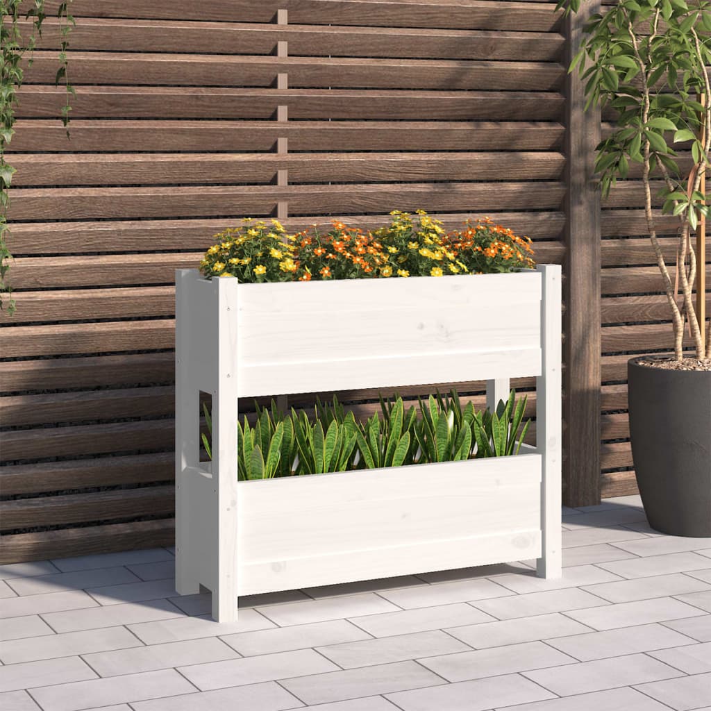 Jardinière en pin blanc massif 77x25x66 cm v8814 Vetonek