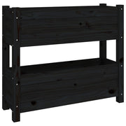 Vetonek Jardinera de madera maciza de pino negro 77x25x66 cm