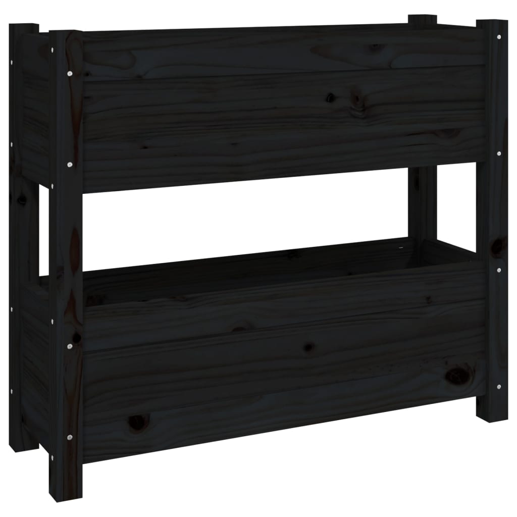 Vetonek Jardinera de madera maciza de pino negro 77x25x66 cm