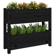 Jardinera de madera maciza de pino negro 77x25x66 cm - Vetonek